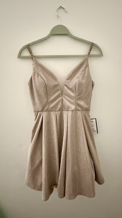 B. Darlin Dresses & Skirts - B. Darlin Party Pink Metallic Glitter Fit Flare Mini Dress 7/8 with Pockets - NW